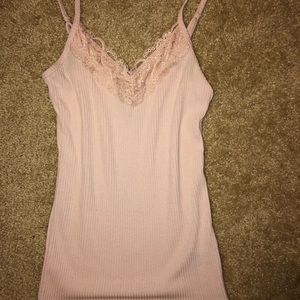 Light Pink Tank Top With Lace